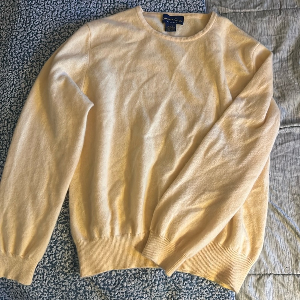 Charter Club Pale Yellow Cashmere Sweater Women’s Large